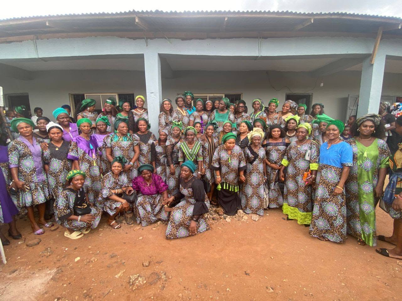 Women's fellowship group outside the church building